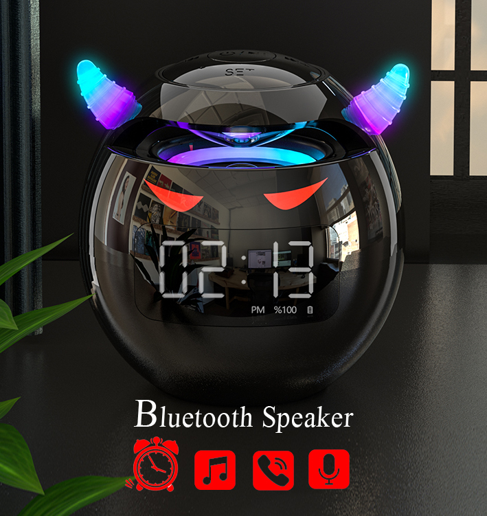 Bluetooth Speaker Audio Met Led Digitale Wekker Muziekspeler Draadloze Bolvorm Klok Speaker Mini Speaker Wekker
