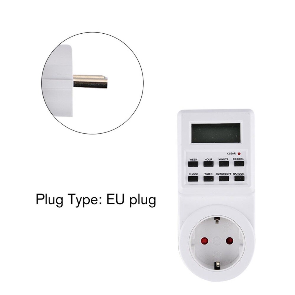 Mini Digital LCD 230V 16A Timer Switch Socket Outlet Plug-in Time Control for Kitchen Electric Appliance EU Plug with Colock