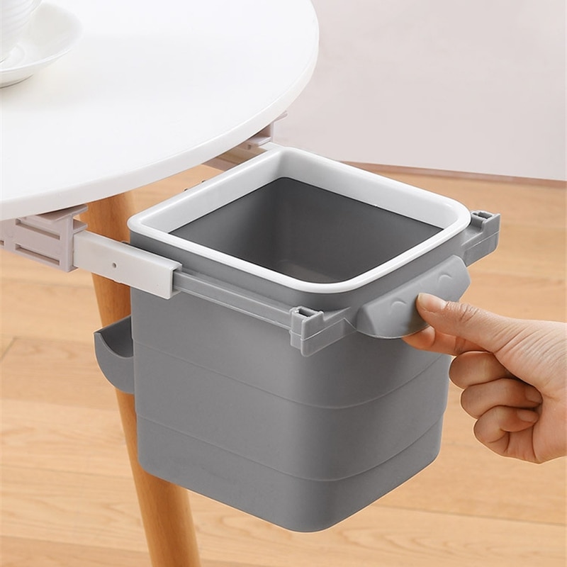 Poubelle à tiroir adhésif de bureau gain de place, crayon sous support de bureau collant, cosmétiques vaisselle, seau organisateur