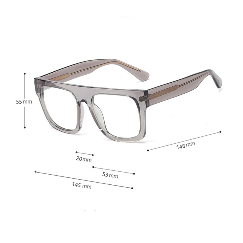 Transparent Glasses Oversized Square Women's Eyeglasses Frame Flat Top Men's Glasses Frame Pink Blue Large Feminine Glass