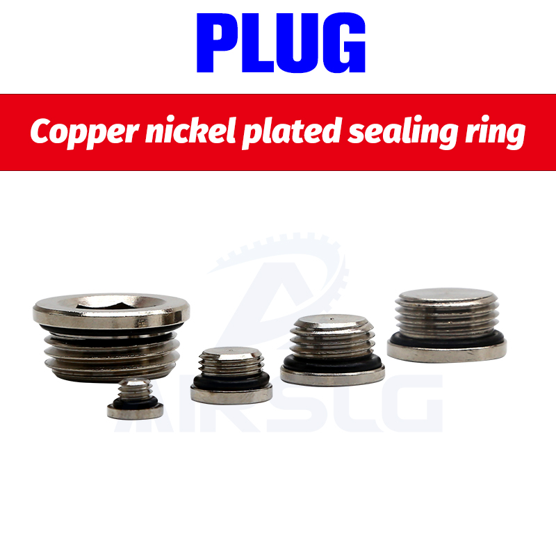 10Pcs/lot M5 1/8 1/4" 3/8" 1/2" 3/4" copper inner hexagonal plug with sealing ring plug copper plug End Cap For Pneumatic