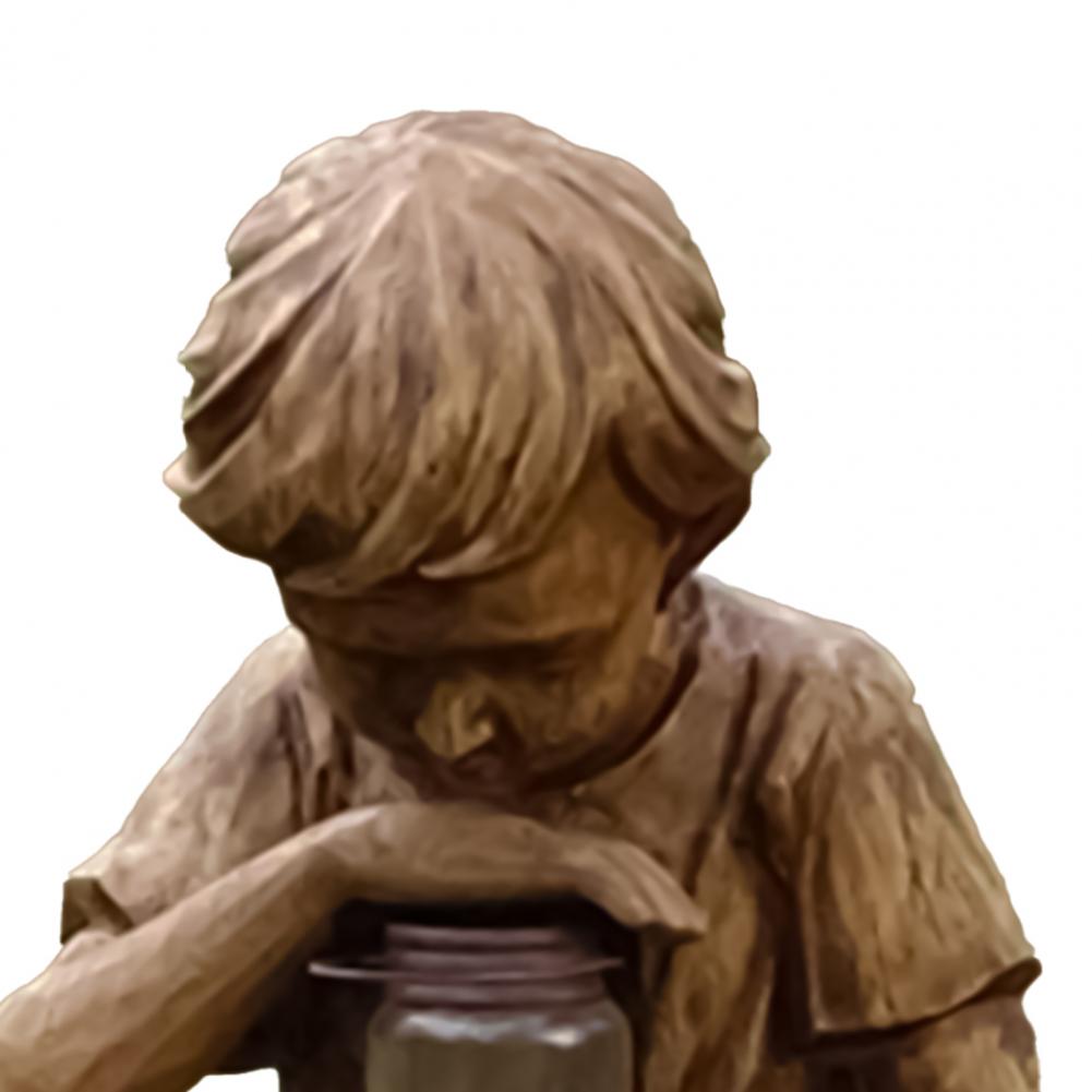 Boy Statue Realistic Looking Wear Resistant Resin Little Boy Statue Decor for Easter solar lights