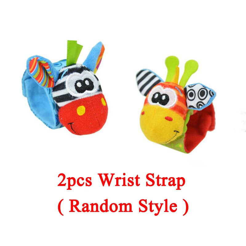 2/4PCS Baby Soft Rattle Toy Infant Cartoon Animal Wristband Handbells Hand Foot Finders Plush Socks Developmental Toys ZXH: 2pcs Wrist random