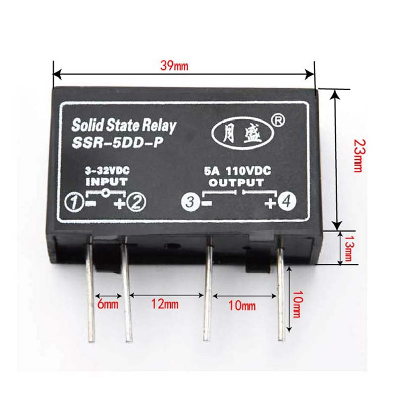 2 stuks PCB Pin Solid State Relais PCB DC SSR-5DD-P (5A) PCB Kleine Solid State Relais