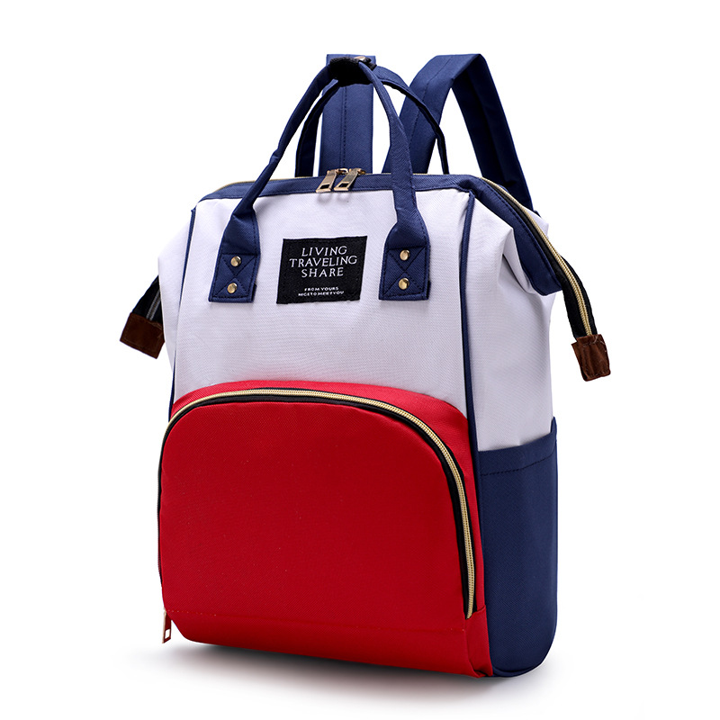Specielt tilbud bleetaske stor kapacitet mors taske opgraderet vandtæt rygsæk multifunktionel bleetaske: Rød hvid og blå
