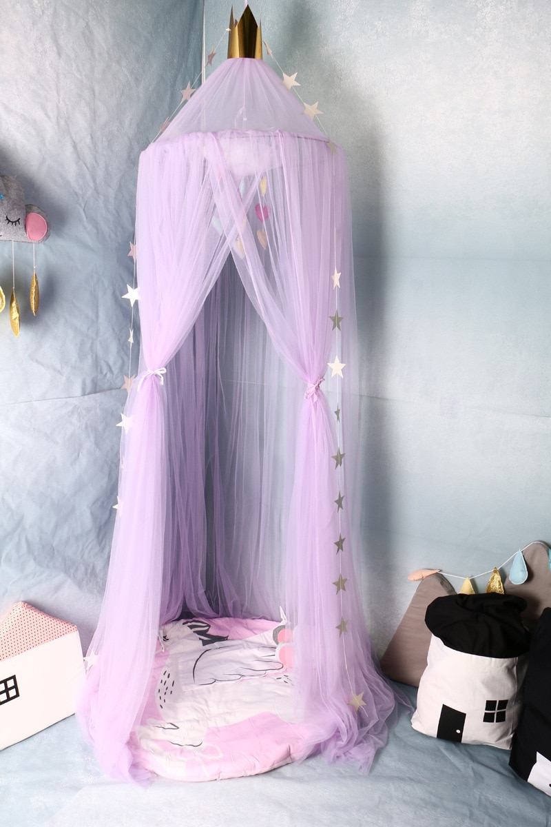 Baby Bed Crib Netting Room Decoration for Wedding or Gaming Party Mosquito Net Hanging Play Tent Baby Infant Canopy: Purple 