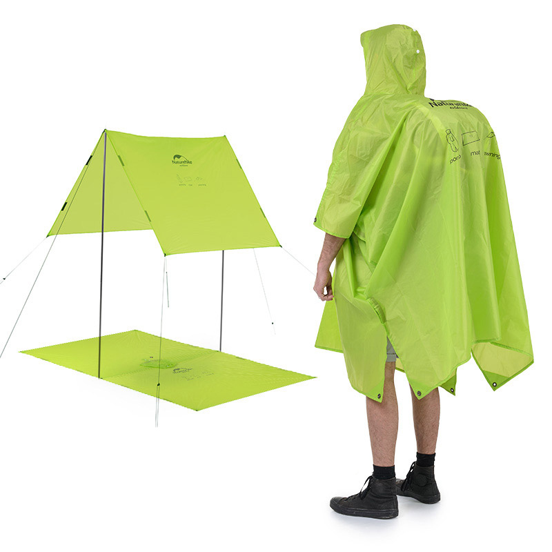 Naturehike 3 In 1 Multifunction Waterproof 210T 20D Windbreaker Poncho Raincoat Can Used As A Canopy And Camping Mat Fshing NH