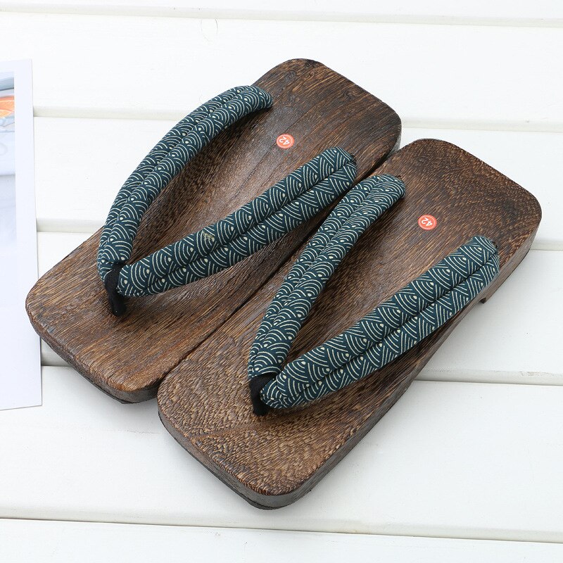 Verbrannt paulownia holz herren holz sandalen holz hausschuhe Japanischen COS manga ninja Krieger hausschuhe reine holz hausschuhe: Blau / 40