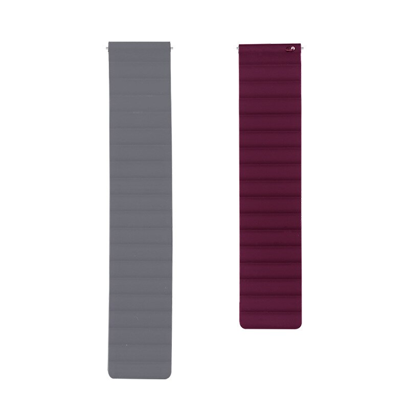 Bracelet en Silicone 20mm 22mm pour Huami Amazfit GTS3 GTS 2e 2 mini / Pace Stratos/ GTR3 GTR/Bip Lite S U, boucle magnétique: 10 Grey wine red / For 22mm
