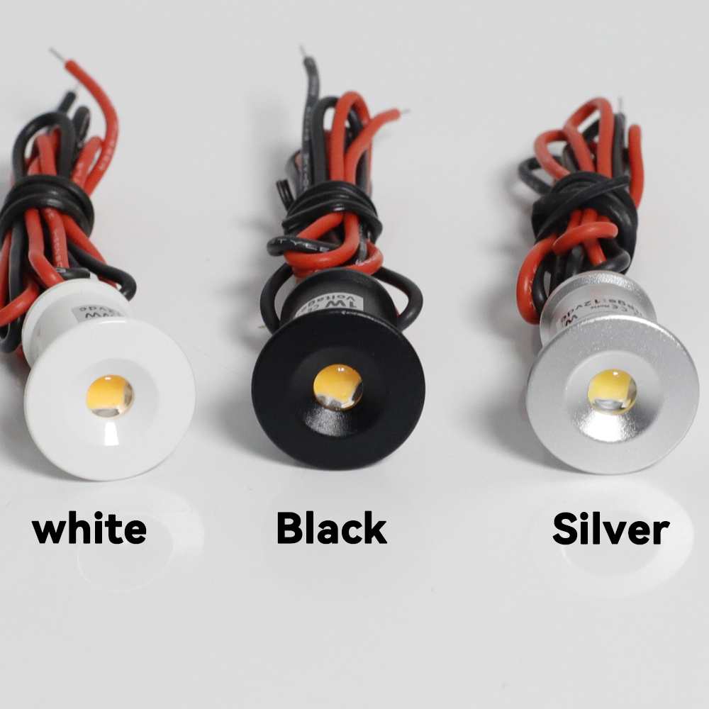 1w mini led-downlights, dimbar, 12v spotlights,  ip65 hjemmeskaplamper, svart-hvitt, sølvfarget skallspotlight, tak-downlight