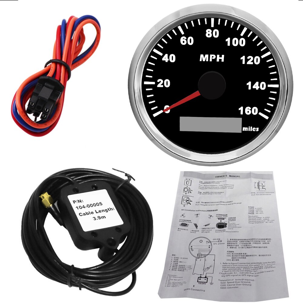 85mm 0-160MPH GPS Speedometer Gauge Black For Car Truck Motorcycle Marine Boat