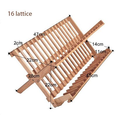 Houten Droogrekken Opslag Houders Keuken Gerechten Rack Droogrekken Voor Kom Plaat Schotel Drogen Afdruiprek Bestek Plank Water Lade: 16 lattice