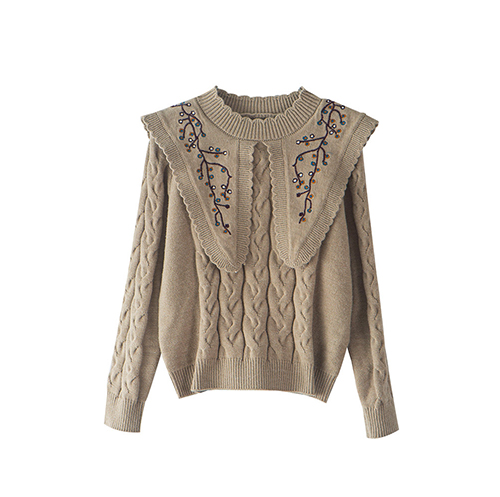 YourSeason da 6 a 16 anni bambini e ragazze adolescenti maglione con collo a padella retrò ragazza carina maglioni lavorati a maglia floreali stile principessa: Gray / 14