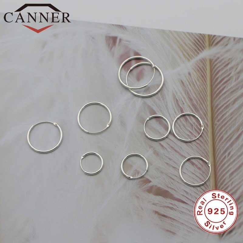 CANNER-Mini pendientes de aro simples para mujer, de Plata de Ley 925, pendientes redondos de temperamento a la , THN