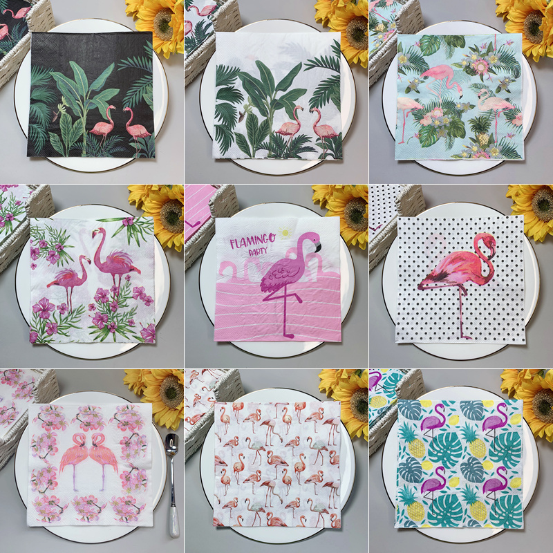 20 Stks/pak Flamingo Tafel Decoupage Papier Servetten Zomer Servet Papieren Tissue Voor Wedding Party Supplies