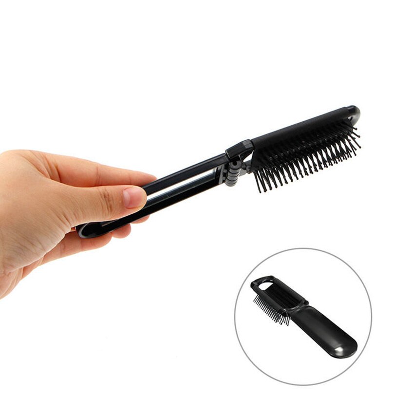 Cepillo plegable para el pelo portátil de viaje con espejo, peine de bolsillo de peluquería, tamaño de bolsillo, monedero, peines de pelo de viaje