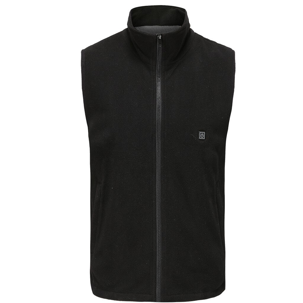 Winter Frauen Männer Weste Smart USB Zurück Elektrische Heizung Jacken Anzug Warme Unten Sleeveless Weste Jacken Männer Frauen Weste veste homme: Black / L