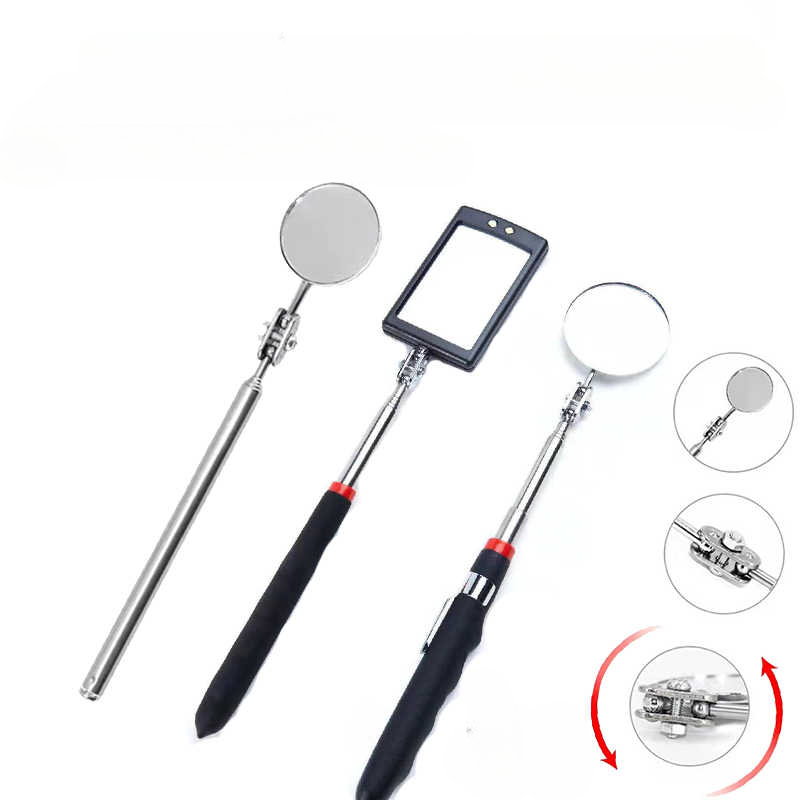 360 ° Espejo de inspección con luz LED, espejos telescópicos extensibles, herramientas mecánicas, espejo de inspección, mango telescópico, herramientas de reparación
