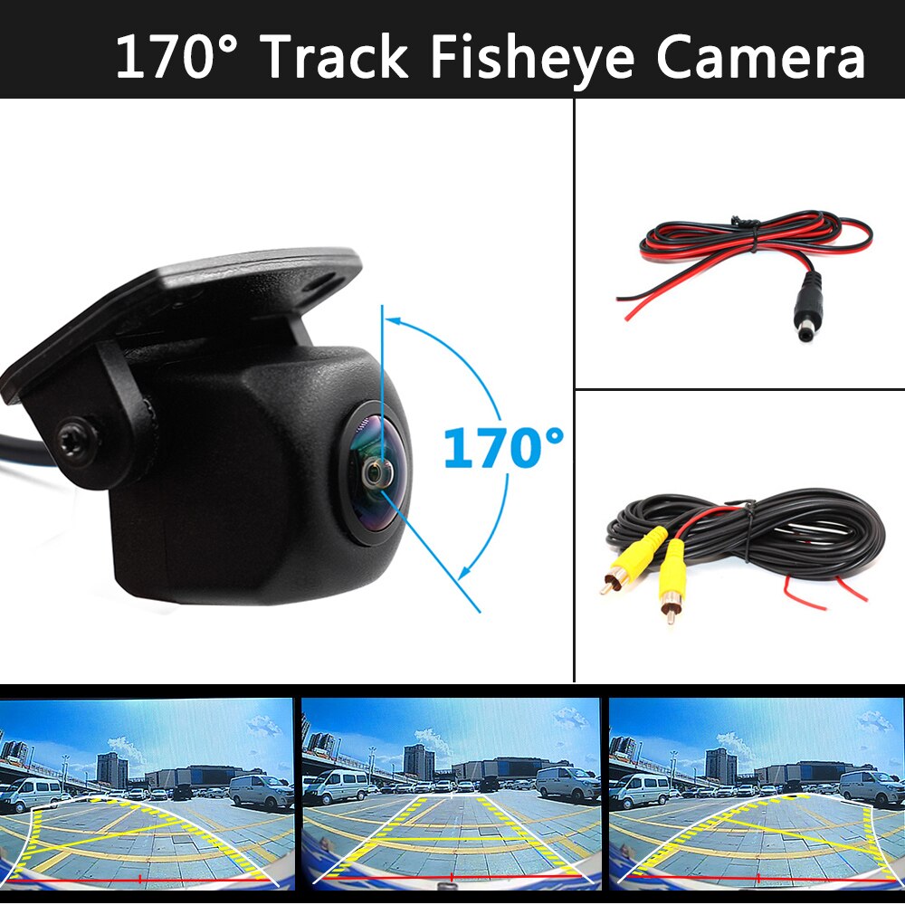 170 Fisheye Lens Intelligent Universal Vehicle Backup Camera Car Rear View Reverse Trajectory Camera with Dynamic Guide Line HD: Orange