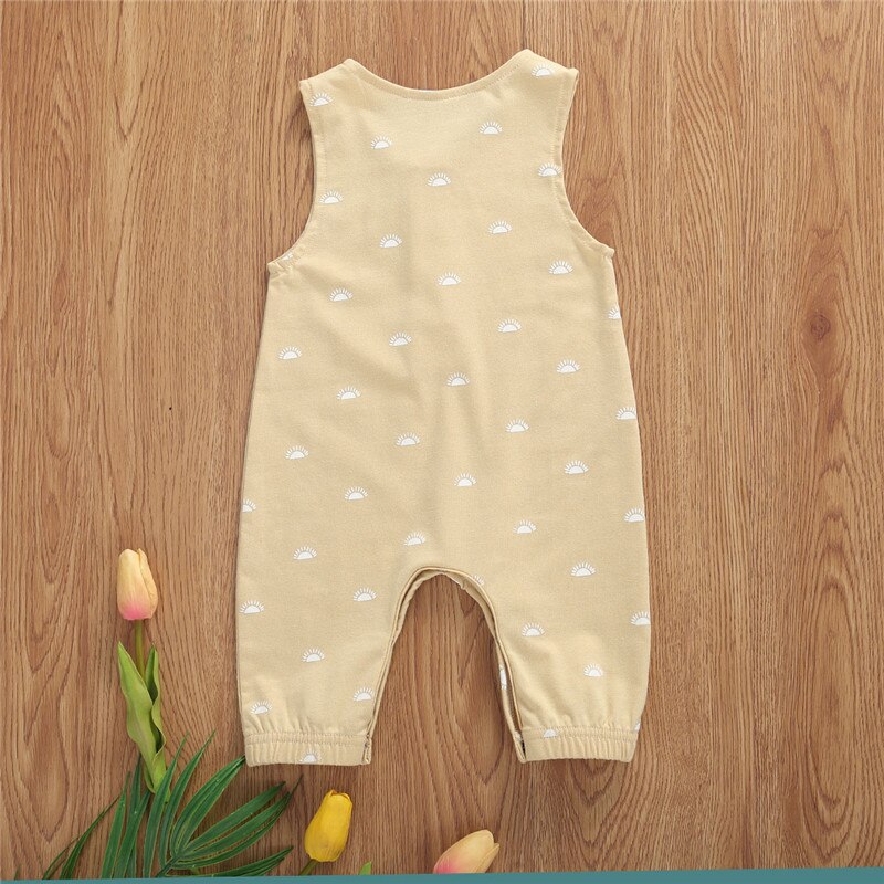 Baby Jongens Meisjes Gestreepte Gedrukt Rompertjes Baby Baby Jongen Meisje Mouwloze Knop Jumpsuit Een Stuk Jumpsuit Zomer Outfits 0-18M