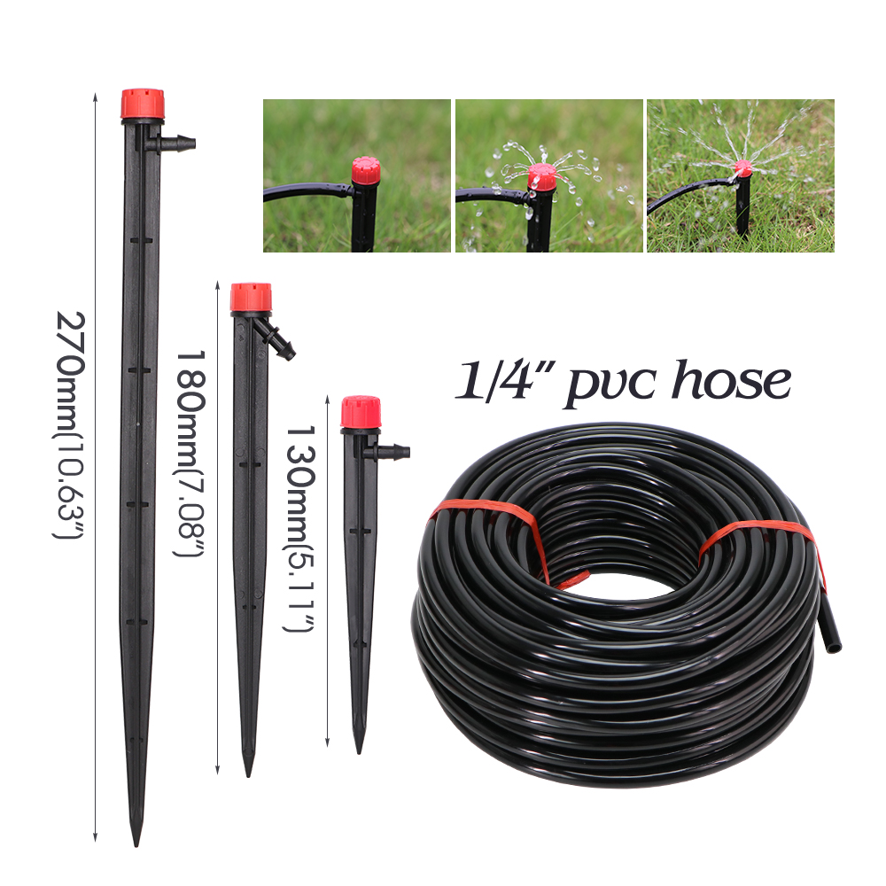50-5m 1/4 "Garten tropfen Mikro bewässerung 8-See-verstellbare Tropfer mit Pfahl 4/7mm Adapter PVC-Schlauch automatisches Bewässerungs System