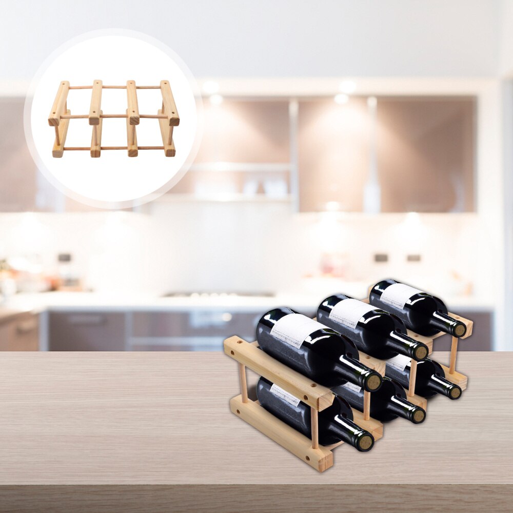 1Pc Wine Rack Solid Wood Modern Wine Organizer Wine Bottle Holders Red Wine Racks for Cellar: Default Title
