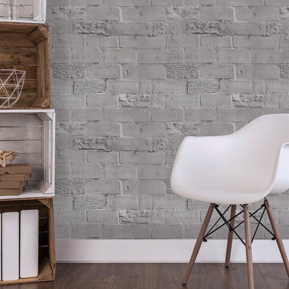 3d tredimensionelle murstensmønster selvklæbende grå mursten bar væg renovering baggrund kultur mursten vandtæt wallsticker