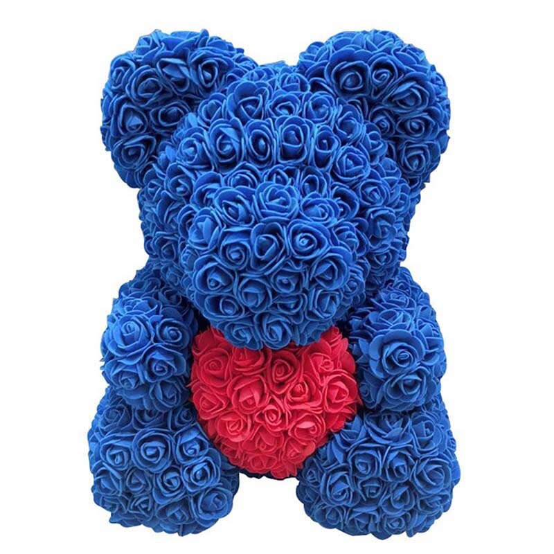 Lovely Big Red Rose Flower Bear Toys Ornaments for Valentines's Day 25cm YE: royal blue