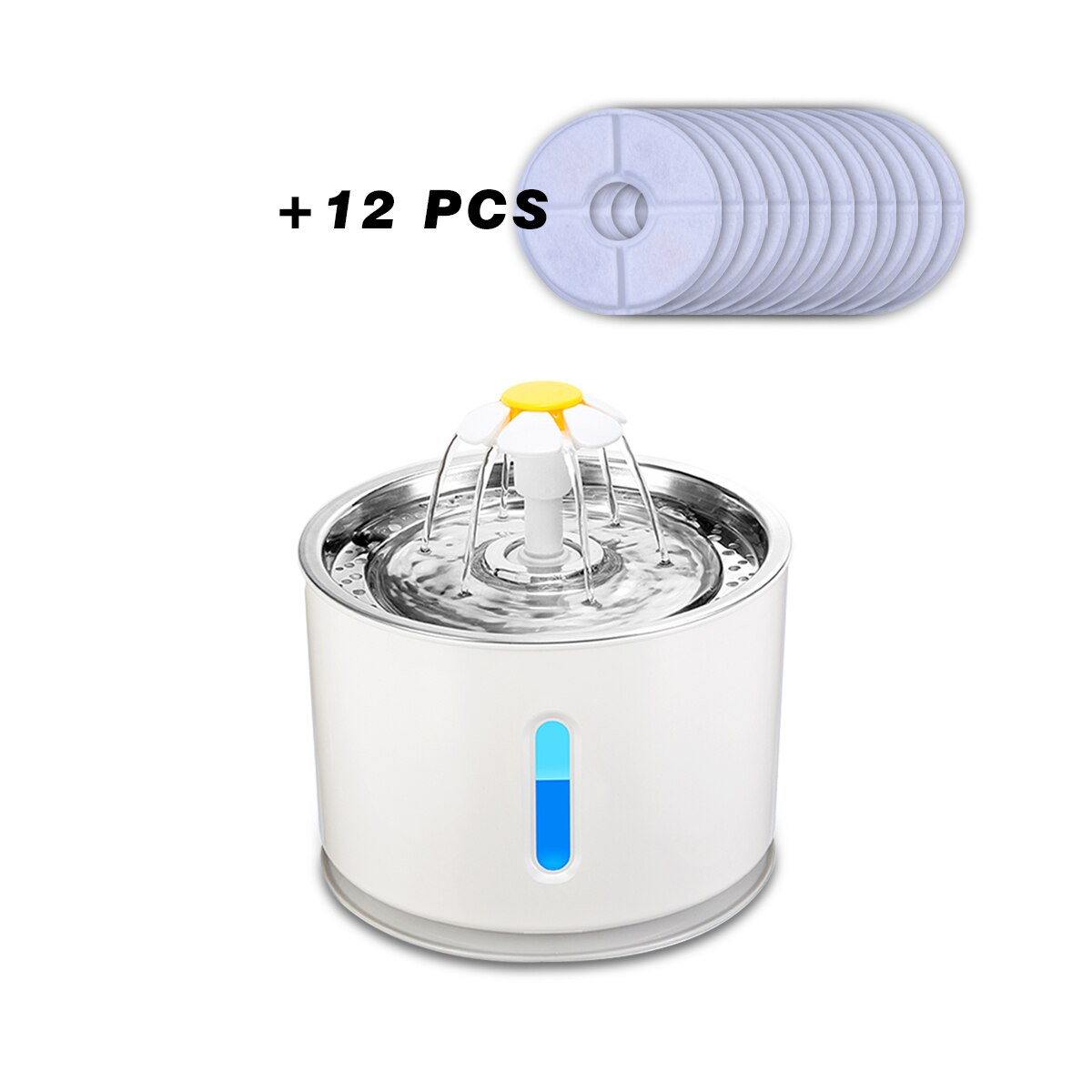 2.4L Automatic Pet Cat Water Fountain with LED Electric USB Dog Cat Pet Automatic Feeder Bowl Pet Drinking Fountain Dispenser: 34-ss-12