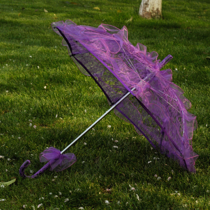 50/60cm Holzgriff Spitze Handwerk Regenschirm Promi schwarz Spitze Regenschirm Sonnenschirm Hochzeit Fotografie Braut Regenschirm Dekor: Dunkelgrau