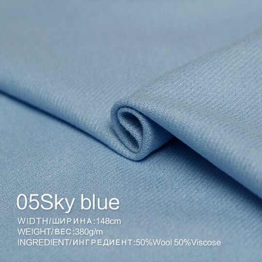 The Cloth 380g/m Weight Worsted Flannel Wool Fabrics Garment Material Autumn Women Suits Jacket Sewing Cloth Tailor: 05 Sky blue / 0.5m