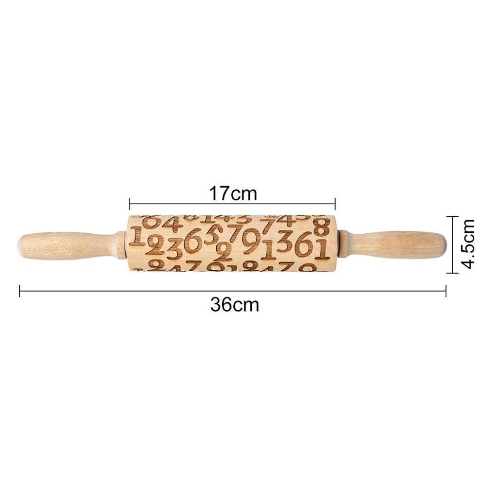 Valentine's Day DIY Christmas Embossing Rolling Pin Various pattern Baking Cookies Biscuit Fondant Cake Dough Engraved Roller: M