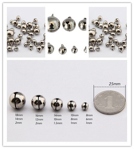 50 stk  (6mm/8mm/10mm)  sølv ringklokker jern vedhæng hængende juletræspynt julepynt
