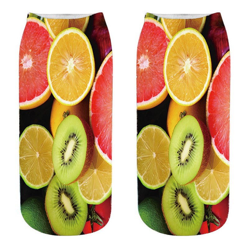 Calcetines de algodón con estampado 3D de comida para mujer, calcetín tobilleros de corte bajo, divertido, hamburguesa, patatas fritas, fruta, piruleta, Harajuku: Style8
