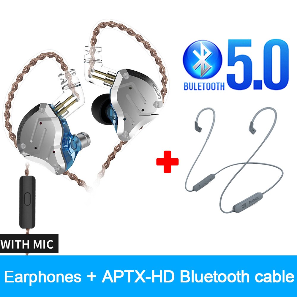 KZ ZS10 Profi HIFI Kopfhörer Metall 4BA 1DD hybrid 10 Treiber Bass Headset Lärm abbrechen in-Ohr Sport Spielen kopfhörer mit Mic
