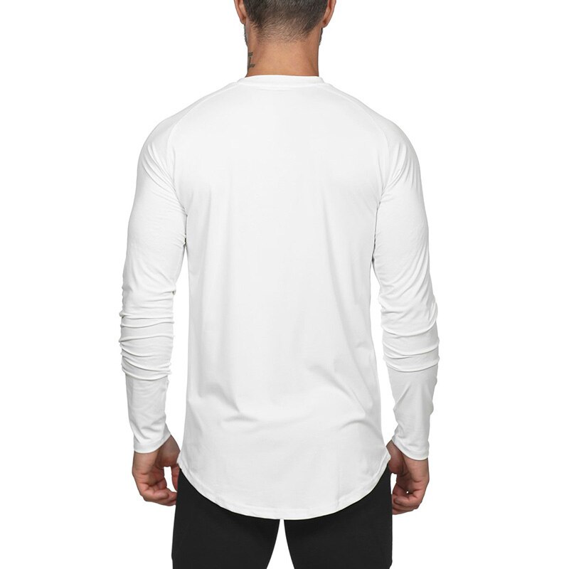 Mesh Effen Raglan Lange Mouwen T-shirt Mannen Gym Kleding Sport Quick Dry Fit Fitness Bodybuilding Tee shirt Homme