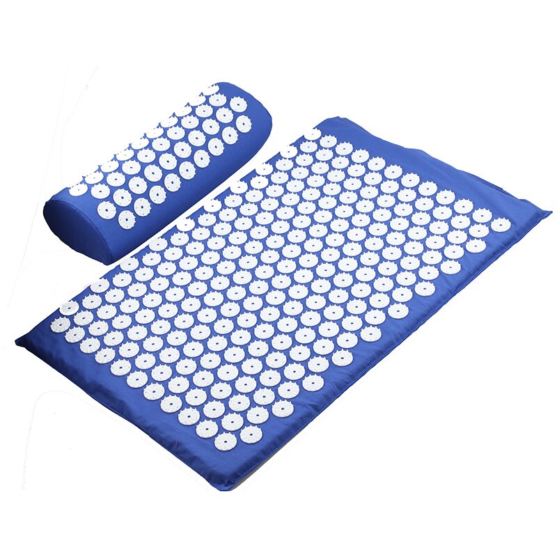 Cojín de masaje Yoga estera de acupresión cuello parte trasera del pie masajeador dolor alivio de estrés masaje con acupuntura Pad: Dark Blue set