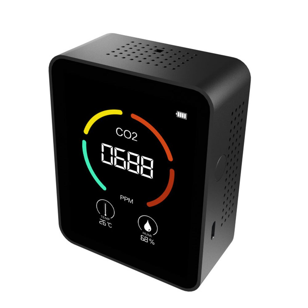 Air Monitor CO2 Carbon Dioxide Detector Greenhouse Warehouse Air Temperature Humidity Monitor Fast Measurement Meter: black