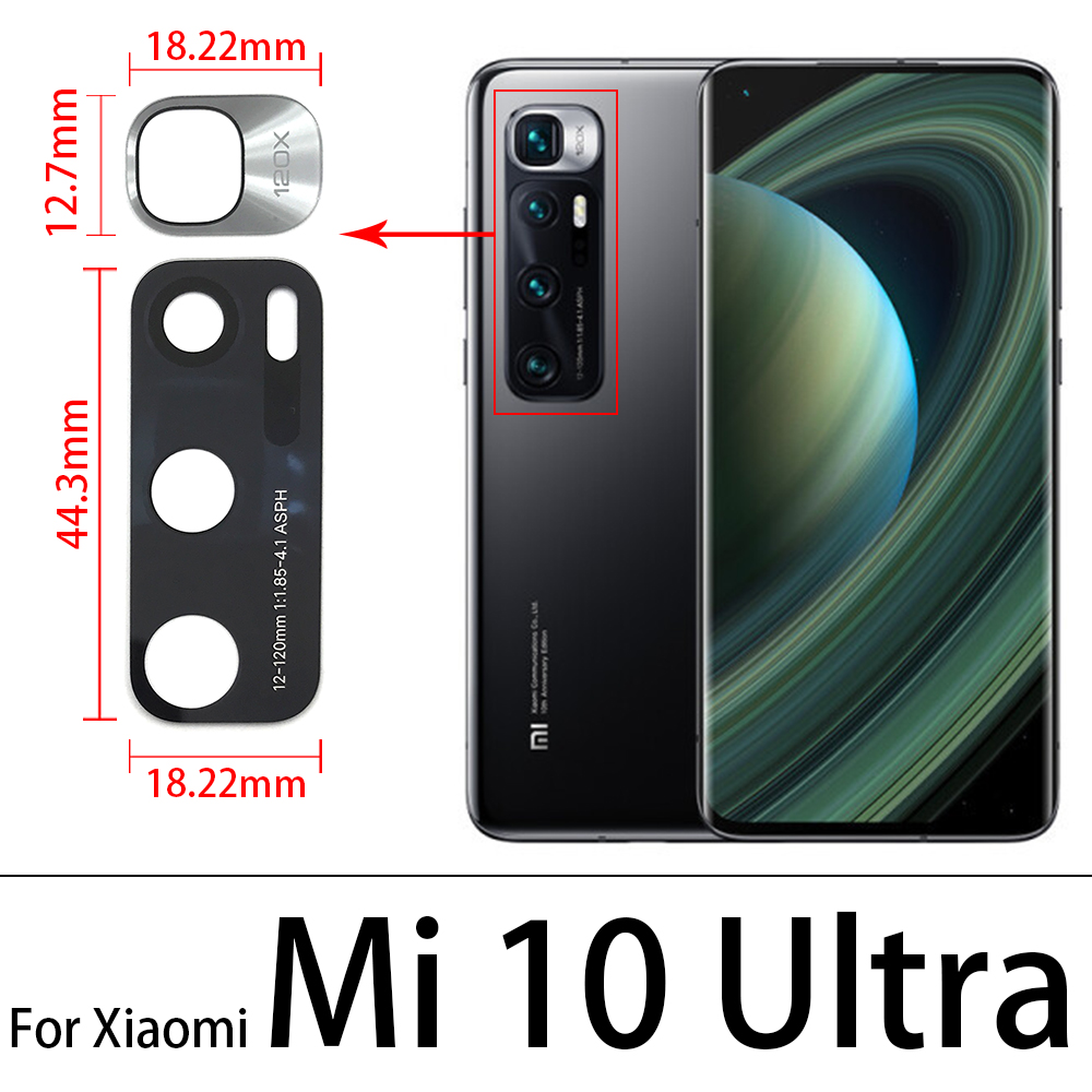 Back Camera Glass Cover Lens With Sticker For Xiaomi Mi A3 A1 A2 10T Lite Max 3 2 Mix 3 2S 2 10 Ultra Redmi Note 6 7 10 Pro 10S: Mi 10 Ultra