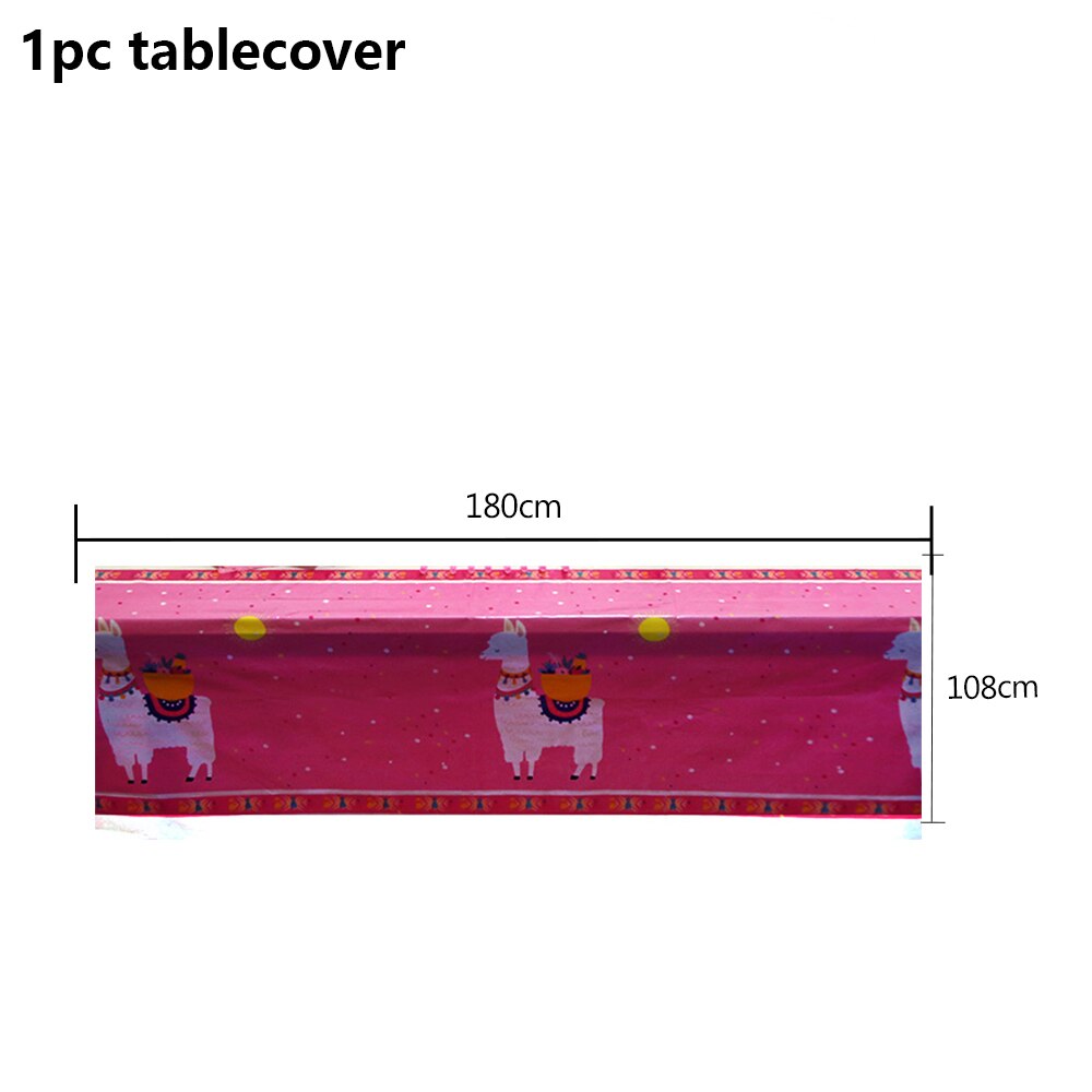 Llama Cactus – vaisselle jetable à motif d'alpagas, assiettes, gobelets, serviettes, décorations pour fête prénatale: 1pc tablecover