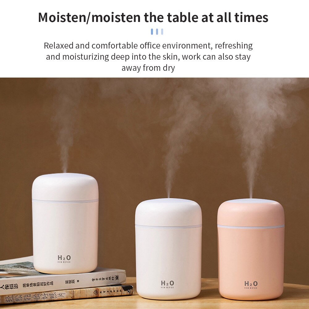 Mini draagbare usb luchtbevochtiger auto luchtreiniger kleurrijk nachtlampje getimede uitschakeling dempen voor auto babykamer slaapkamer kantoor 300ml