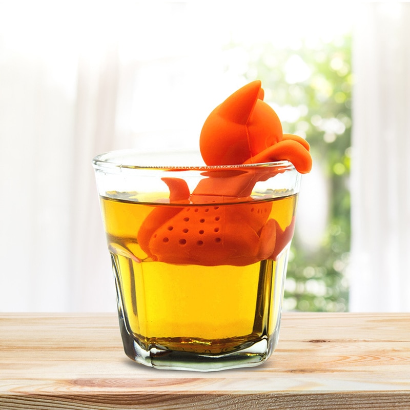 Siliconen Oranje Kat Thee-ei Herbruikbare Filter Diffuser Theezeefje Spice Losse Thee Blad Kruidenthee Tassen Tool