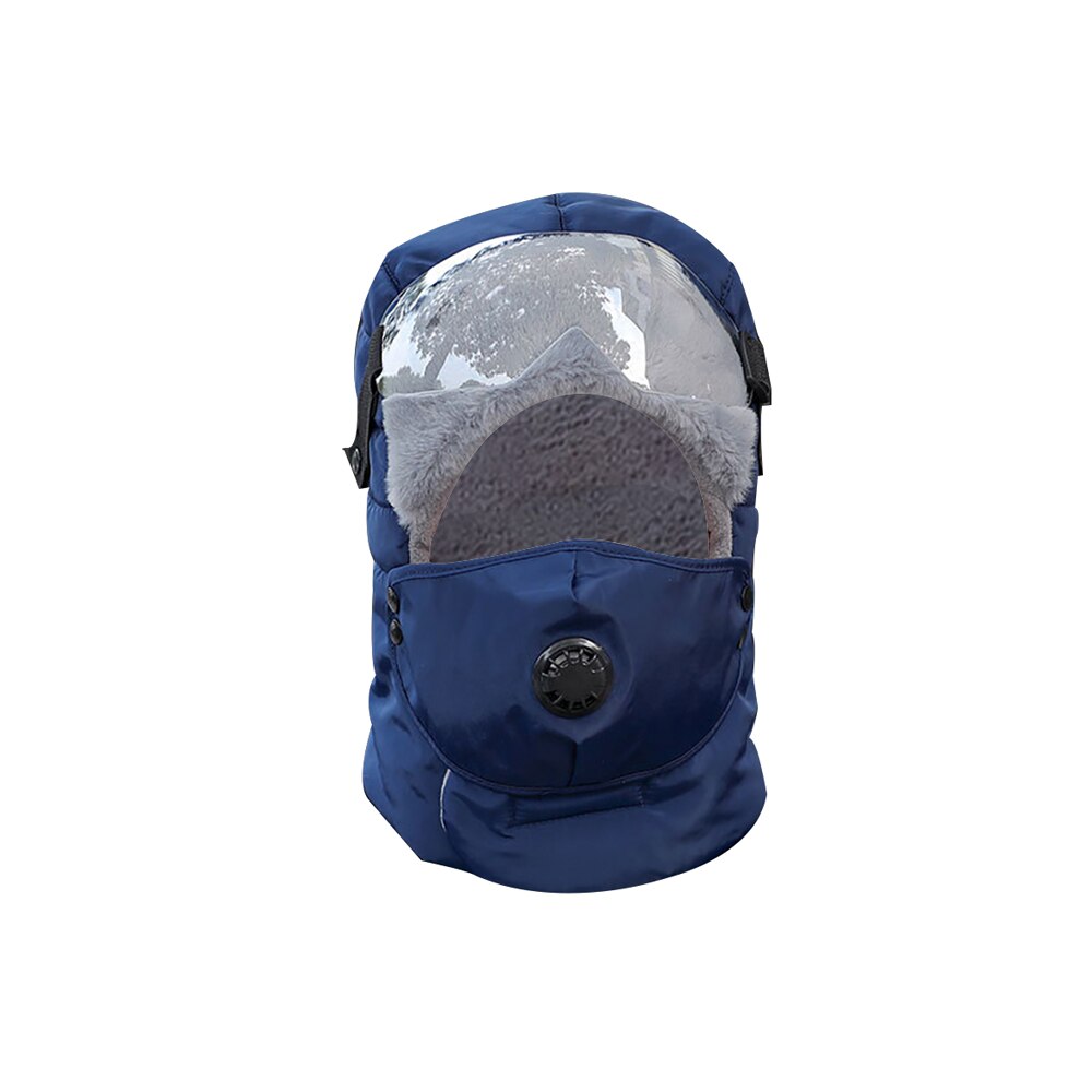 Winter warme muts heren bovenkleding waterdichte capuchon muts met bril bivakmuts originele winddichte zachte ski oor muts: Blauw