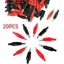 20pcs Alligator Clip Banana Clamps Black Red Soft Plastic Coating Test Probe Electrical Clamp Connector Battery Crocodile Clip