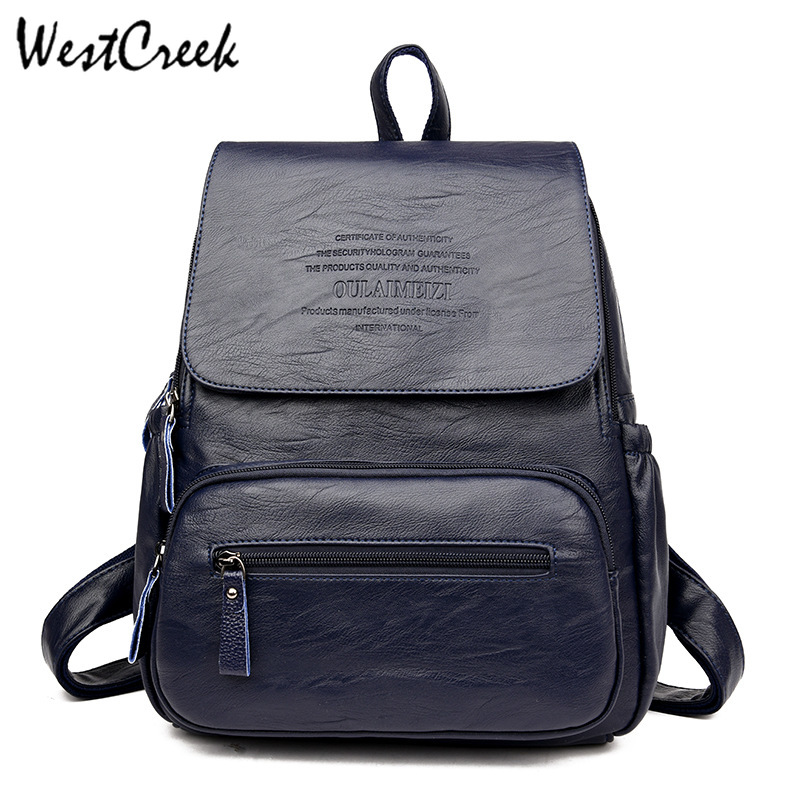 WESTCREEK Vintage Leder Rucksäcke Weibliche Reise Schulter Tasche Mochilas Frauen Rucksack Große Kapazität Rucksäcke Für Mädchen