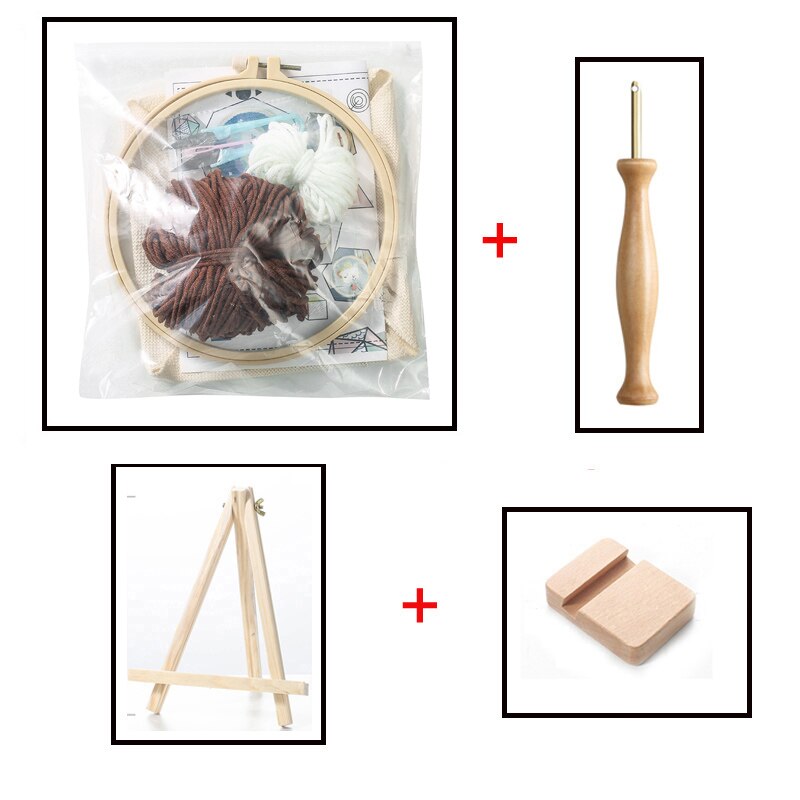 Easy DIY Punch Needle Flower Embroidery Kit with Hoop Cross Stitch Set for Beginner Handmade Craft Painting Home Decor: Full set