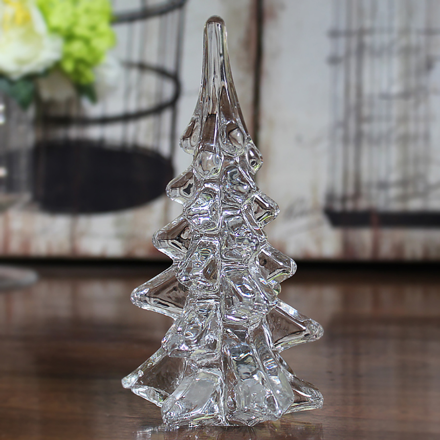Mini albero di natale Desktop in vetro trasparente ornamenti per alberi di natale regali di festa decorazioni per la casa albero di natale accessori Kawaii