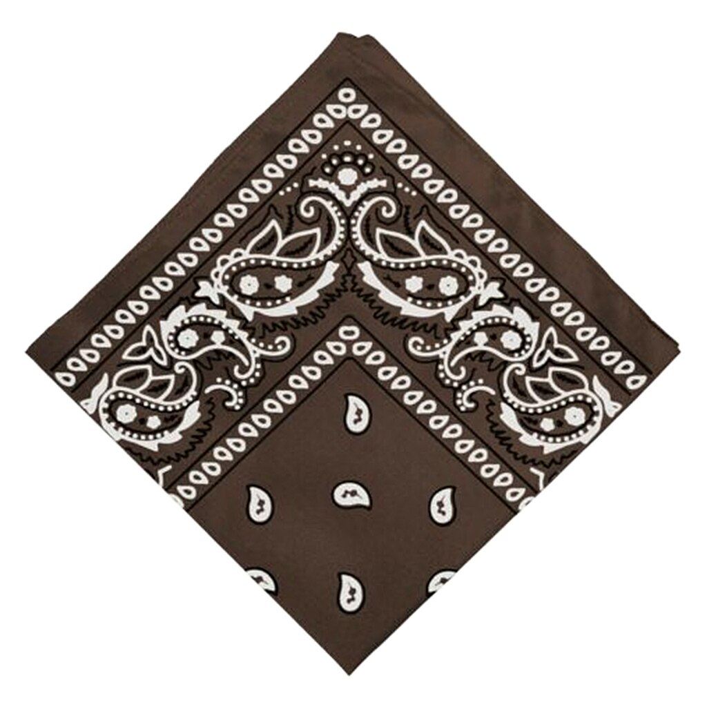 100% Cotton Paisley Cowboy Bandana Scarf Hip Hop Men Women Head Wrap Neck Wristband Handkerchief Sports Headwear: Coffee