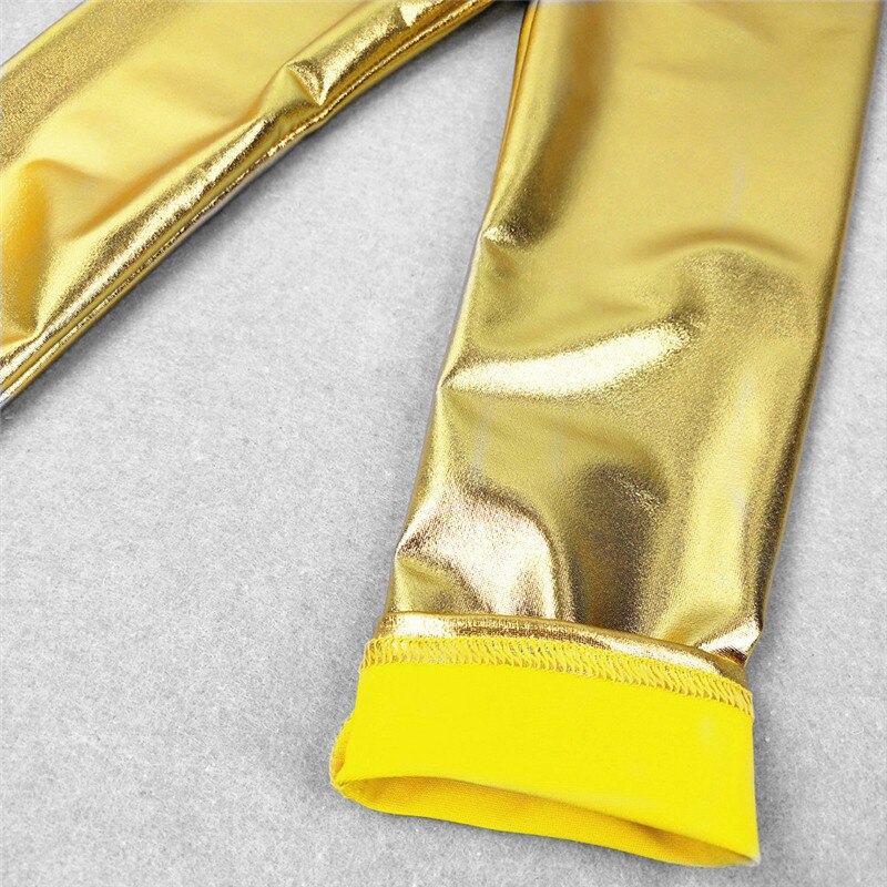 Flickor leggins glänsande guld silver skinny punkbyxor pojkar byxor vår sommar barn barn babykläder för 3-12 år