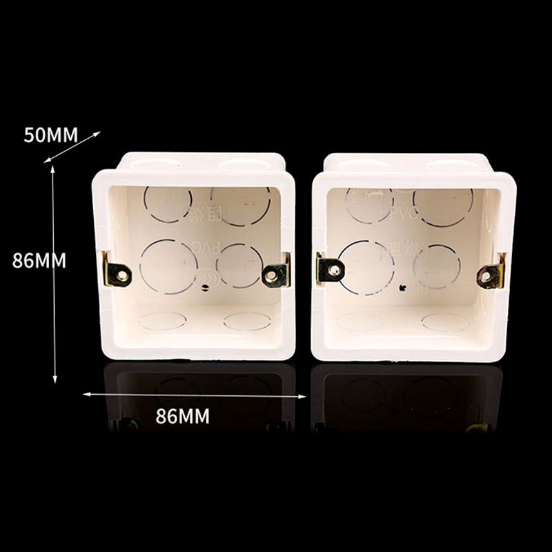 Caja de conexiones de PVC 86X86, Cassette de montaje en pared para interruptor, Base de interruptor, caja inferior, accesorios para cajas eléctricas